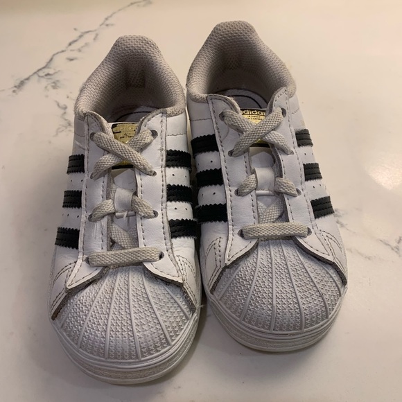 Adidas Kids White and Black Striped Sneakers - Picture 1 of 6
